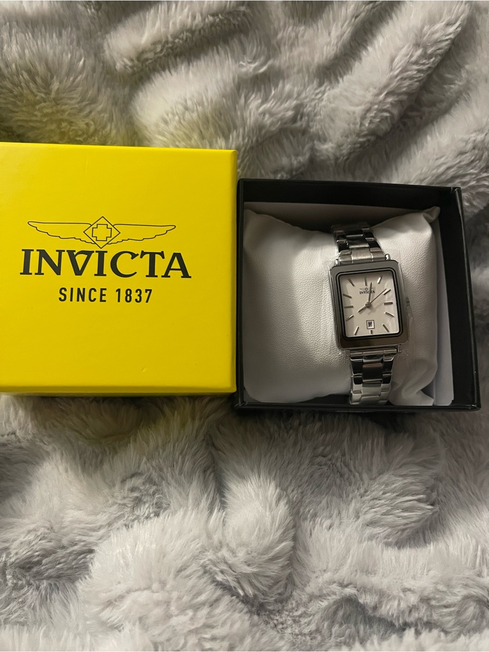 Invicta Silver Stainless Steel Square Dial Ladies Watch - White